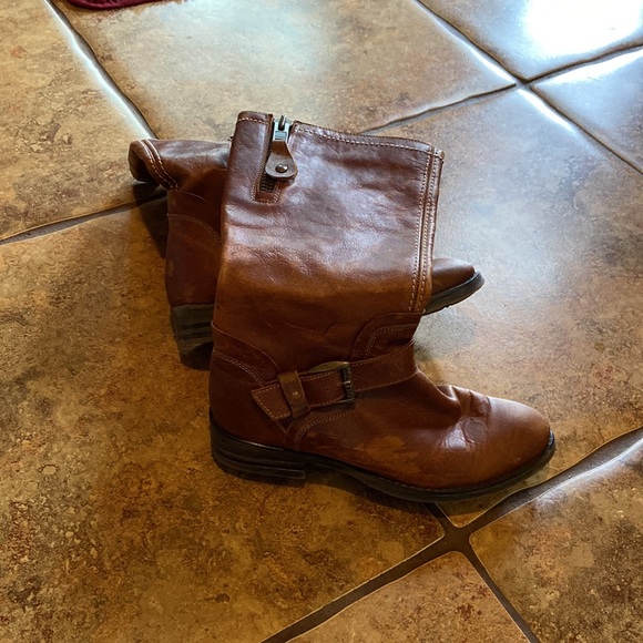 Bed Stu Distressed Brown Leather Mid Calf Moto Boots Size 8 - Picture 7 of 11